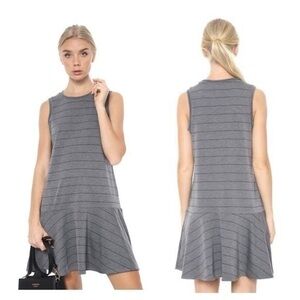 NWT Banana Republic gray black stripe fluted dress T18